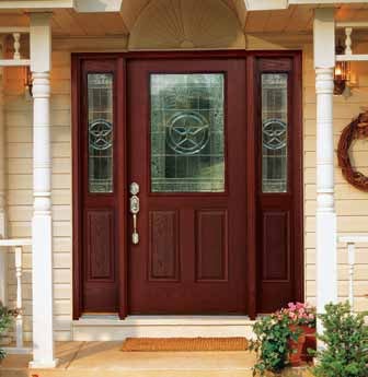Star Half Lite door system – Factory-finished in Mahogany with stained jambs