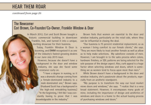 Women in Doors and Windows Cori Brown, The Glass House Gallery co-owner, being feature in DWM Magazine.