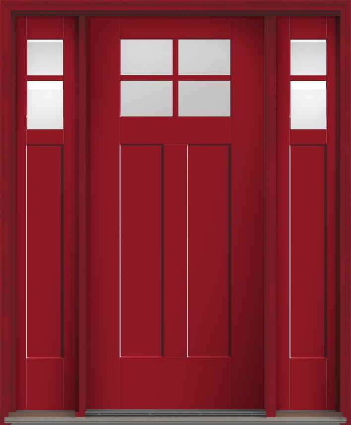 Therma Tru Smooth Star Flushed Glazed Shaker style single entry door with sidelites hardware
